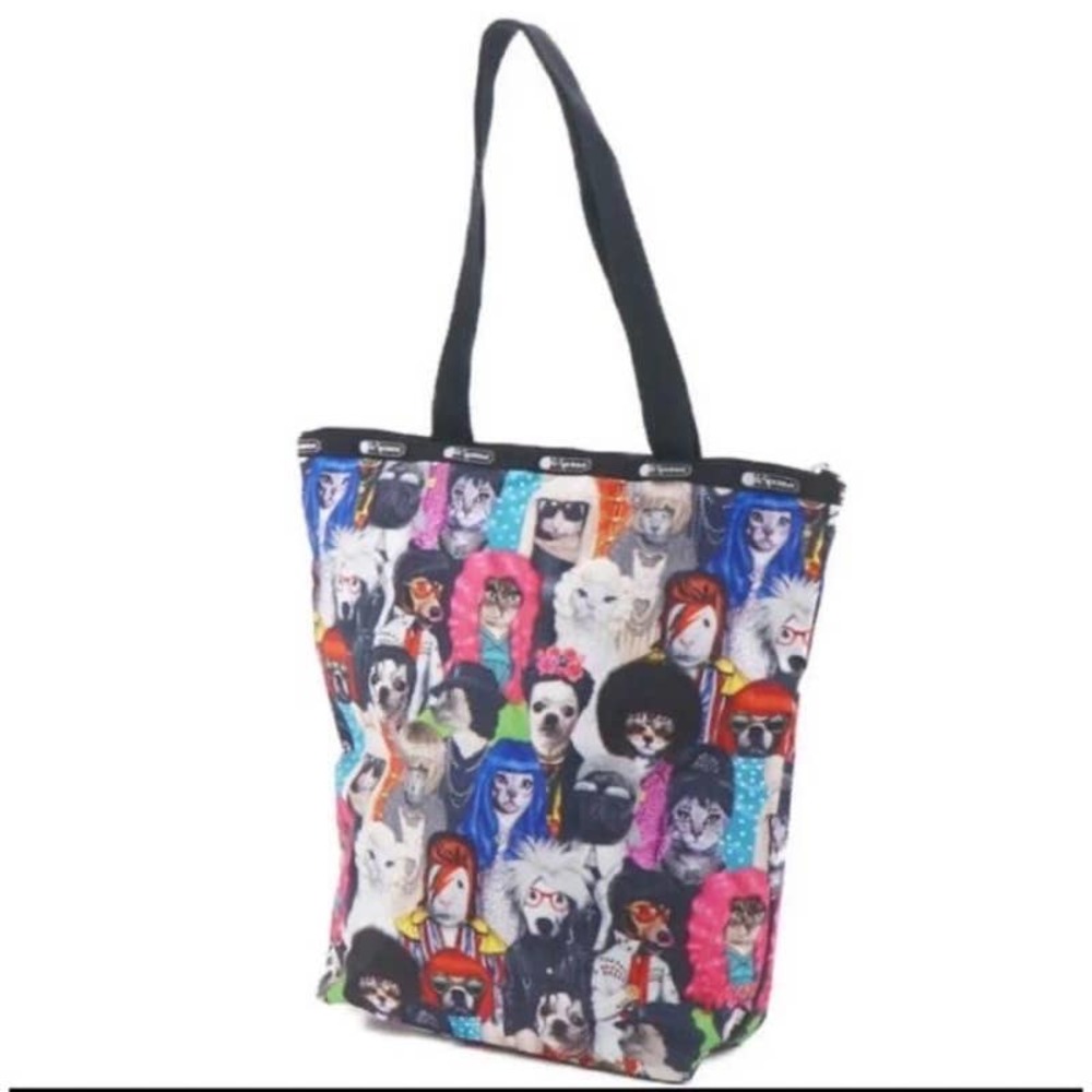 Lesportsac Multicolor Animal Portrait Tote with Black Straps